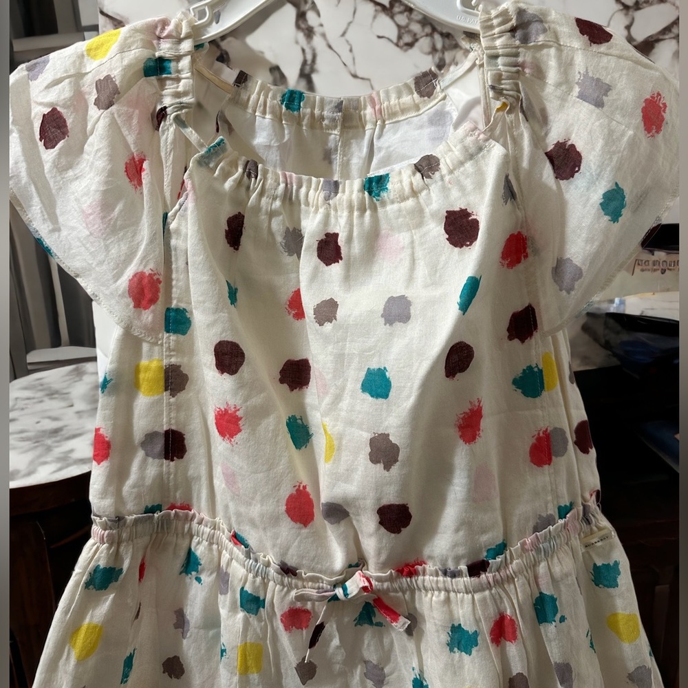 Burberry Maria Dot-Print Drawstring Waist Girl’s Dress Size 8Y - Picture 4 of 10